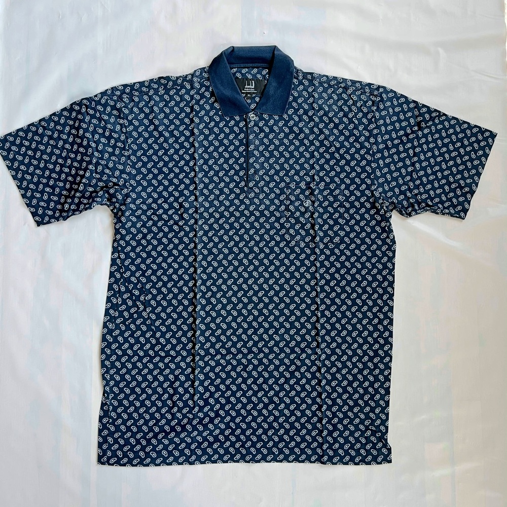 Alfred Dunhill Navy parsley Polo Shirt 100% cotton embroidery Logo pocket men XL